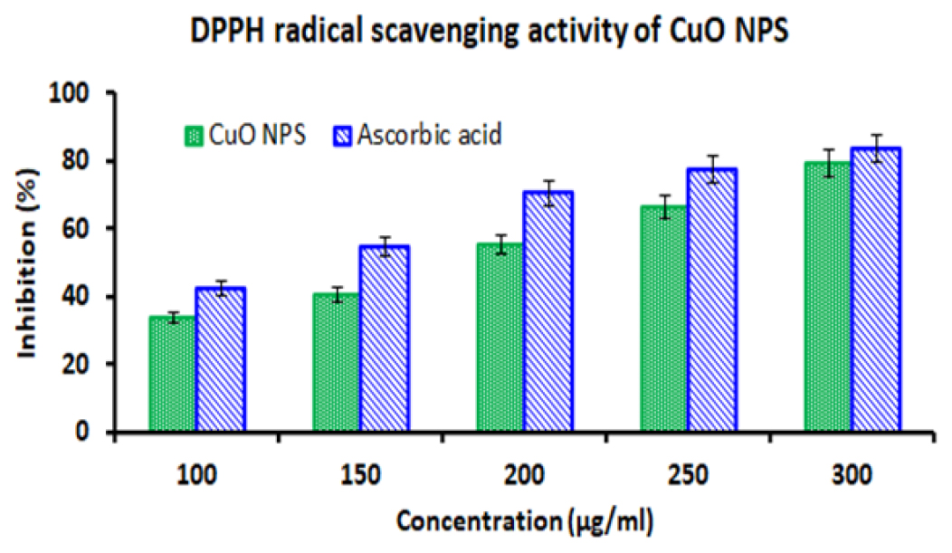 Antioxidant Potential of A. tricolor Leaf Extracts and CuONPs.