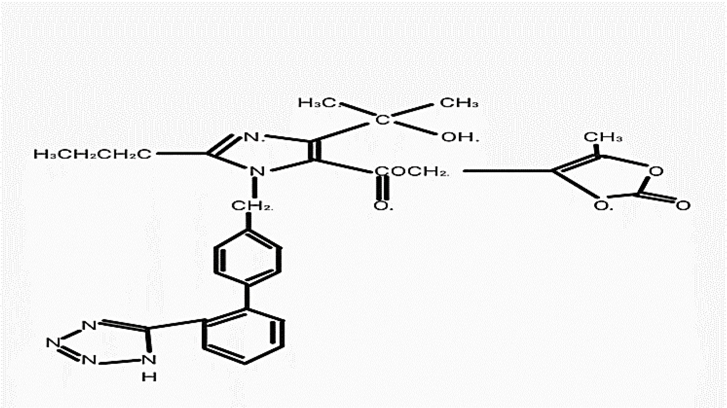 Structure of Olmesartan medoxomil.