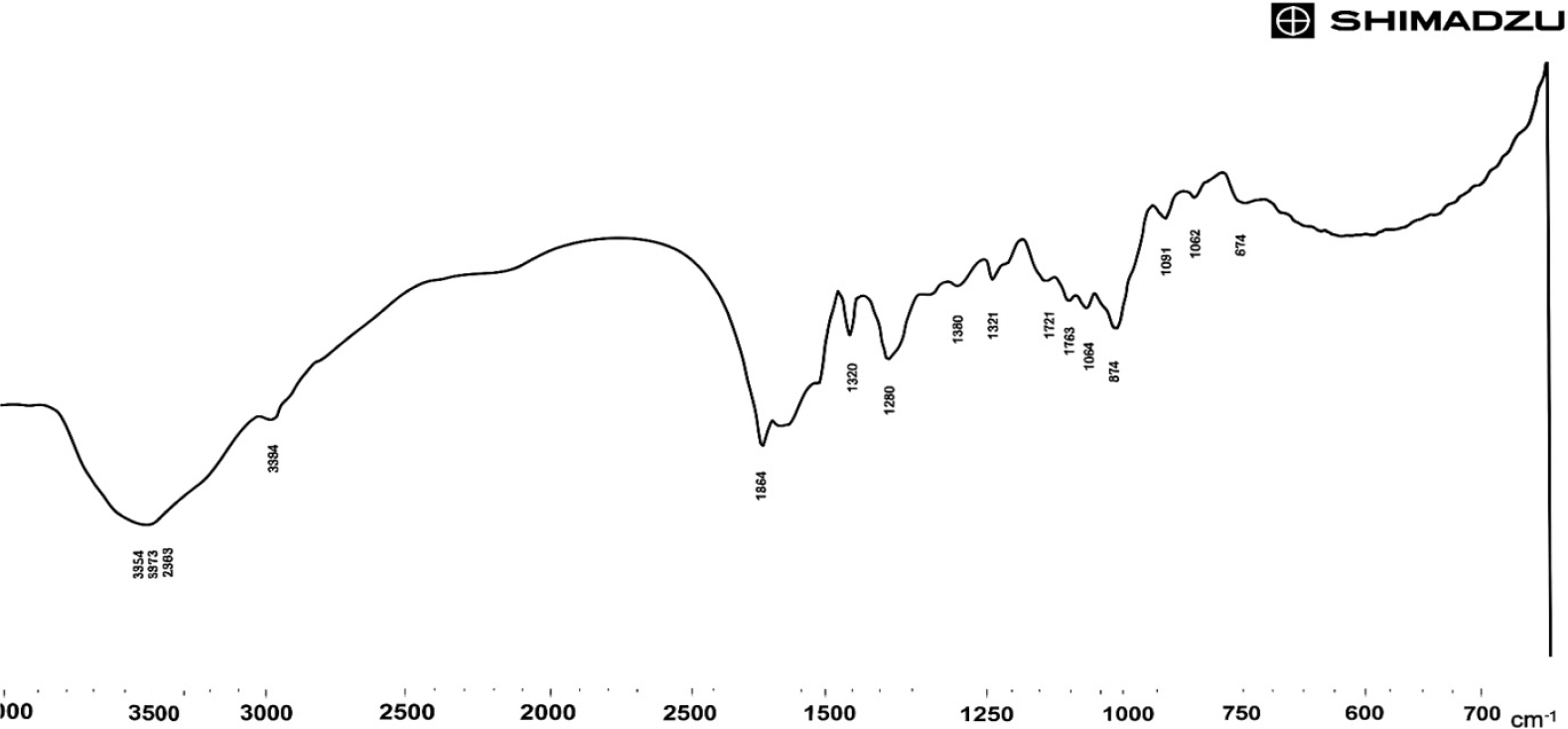 FTIR spectra of L-Arginine Loaded nanoparticles.