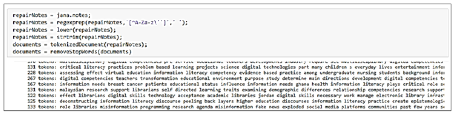 Preparing dataset for perforing LDA.