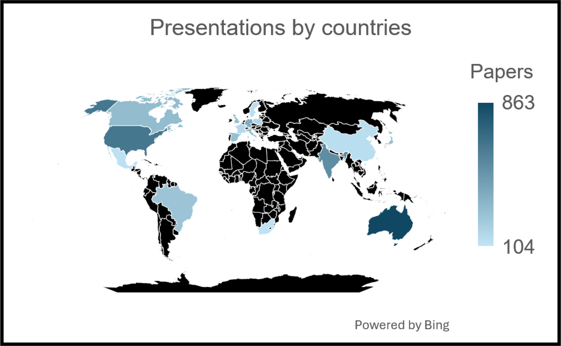 Papers by country of affiliation.