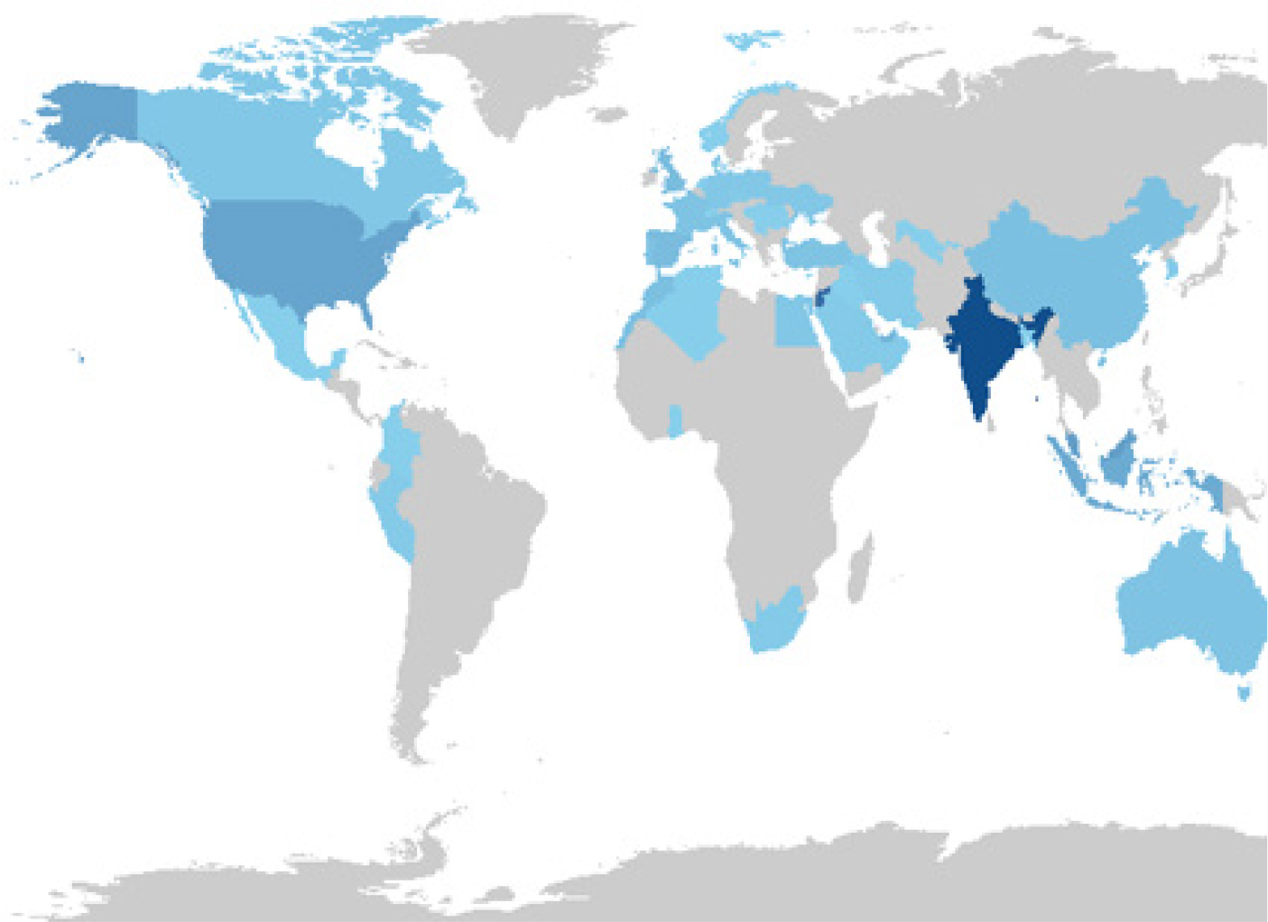 Geographical Distribution of Scientific Publications in BI and BDA Banking Research.