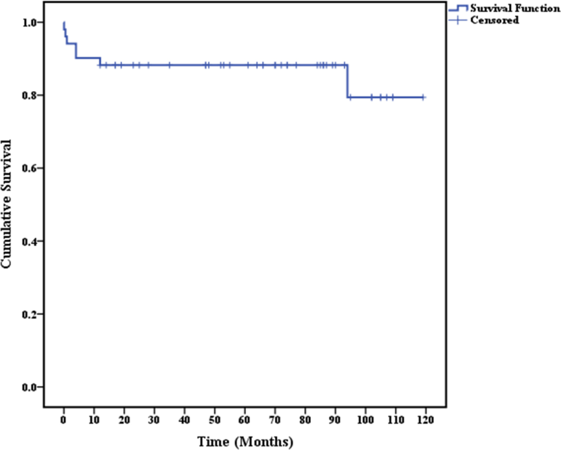Overall Survival probability of pemphigus patients.